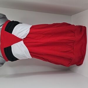 Women Red, Black,& White Strapless Dress, Size M, L, XL